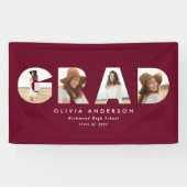 Moderne geometrische bogundy multi-foto afstuderen spandoek (Horizontaal)