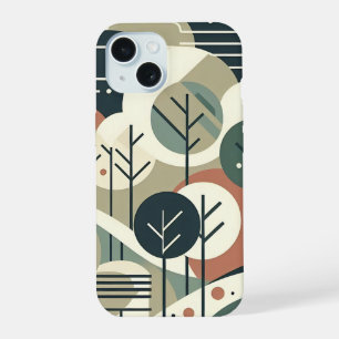 Moderne Geometrische Bos Midden Eeuw Kunst iPhone 15 Case