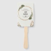 Moderne geometrische bosrijke krans bruiloft uitno handwaaier (Voorkant)