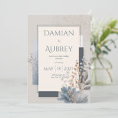 Moderne geometrische botanische bruiloft kaart (Staand voorkant)