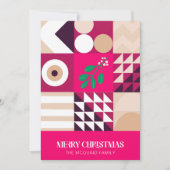 Moderne Geometrische Bourgogne Roze Kerstmis Feestdagenkaart (Voorkant)