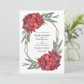 Moderne geometrische Bourgondische bloemenbruiloft Kaart (Staand voorkant)