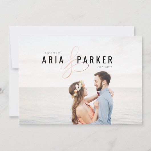 Moderne geometrische bruiloft bespaart de data save the date (Voorkant)