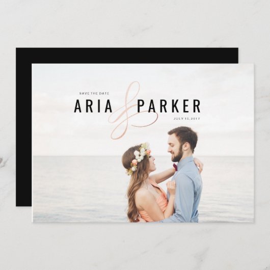 Moderne geometrische bruiloft bespaart de data save the date (Voorkant / Achterkant)