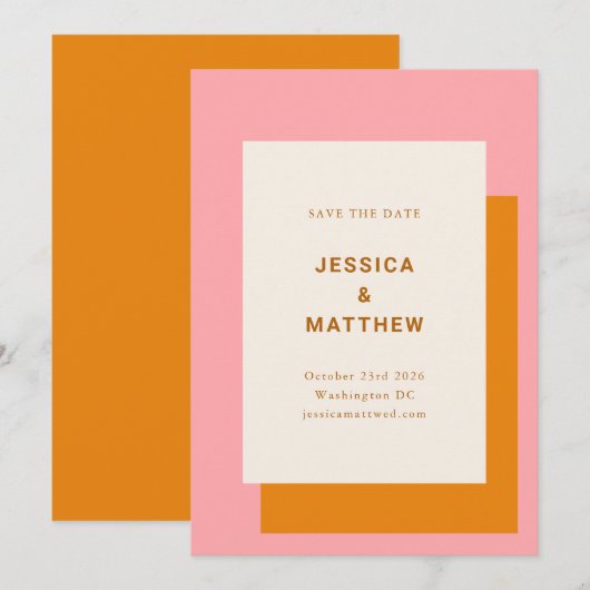 Moderne geometrische bruiloft bespaart de datum ro save the date (Voorkant / Achterkant)