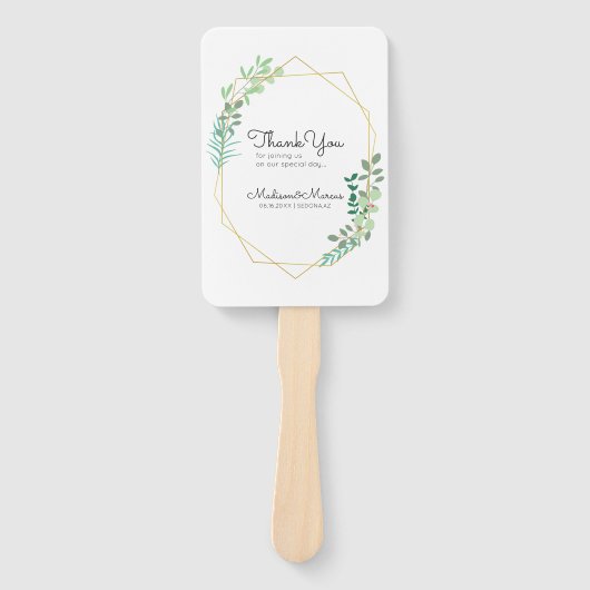 Moderne geometrische bruiloft dank u handwaaier (Voorkant)