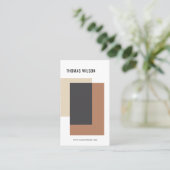 Moderne Geometrische Bruin Wit Grijs Interieurontw Visitekaartje (Staand voorkant)