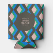 Moderne Geometrische Bruine Blauwe Groene Bruiloft Blikjeskoeler (Voorkant)