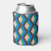 Moderne Geometrische Bruine Blauwe Groene Bruiloft Blikjeskoeler (Blikje Achterkant)