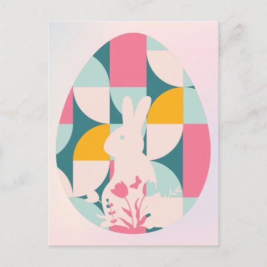 Moderne Geometrische Bunny Pasen Feestdagenkaart (Voorkant)