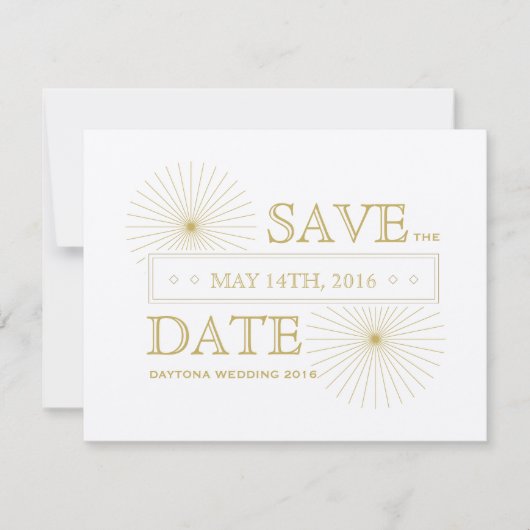 Moderne geometrische burst bespaart de datumkaart save the date (Voorkant)
