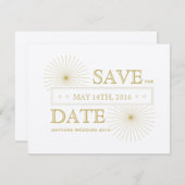 Moderne geometrische burst bespaart de datumkaart save the date (Voorkant / Achterkant)