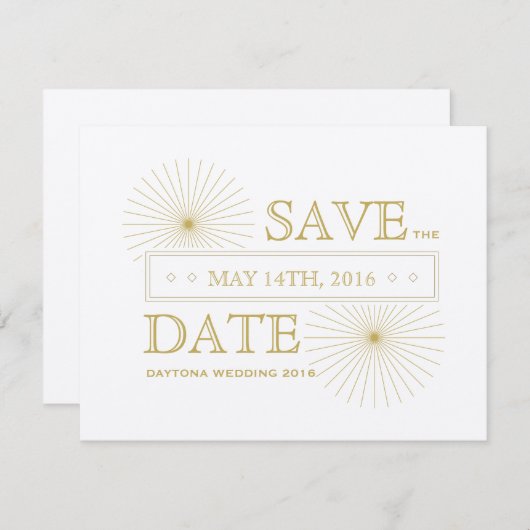 Moderne geometrische burst bespaart de datumkaart save the date (Voorkant / Achterkant)