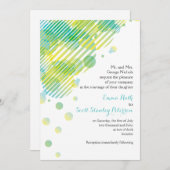 Moderne geometrische cirkels aqua, gele bruiloft kaart (Voorkant / Achterkant)