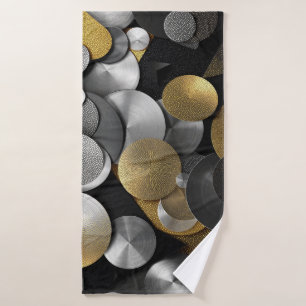 Moderne geometrische cirkels in goud en zilver badhanddoek