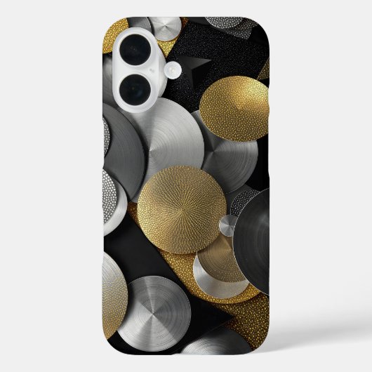 Moderne geometrische cirkels in goud en zilver Case-Mate iPhone case (Achterkant)