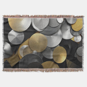 Moderne geometrische cirkels in goud en zilver deken