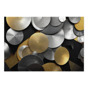 Moderne geometrische cirkels in goud en zilver foto afdruk