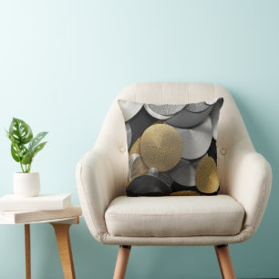 Moderne geometrische cirkels in goud en zilver kussen