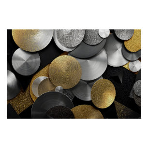Moderne geometrische cirkels in goud en zilver perfect poster