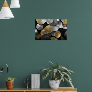 Moderne geometrische cirkels in goud en zilver poster