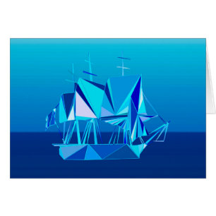 Moderne geometrische Clipper Ship, Cobalt Blue