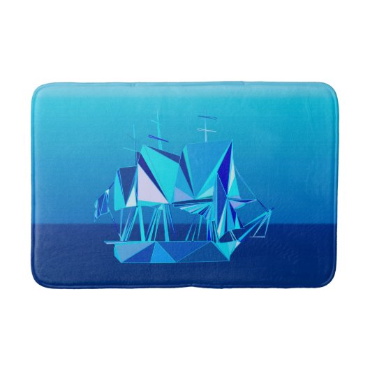 Moderne geometrische Clipper Ship, Cobalt Blue Badmat (Voorkant)