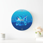 Moderne geometrische Clipper Ship, Cobalt Blue Grote Klok (Huis)