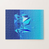 Moderne geometrische Clipper Ship, Cobalt Blue Legpuzzel (Horizontaal)