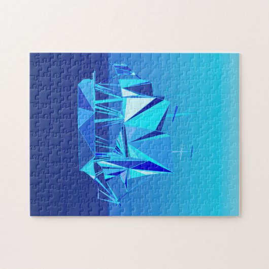 Moderne geometrische Clipper Ship, Cobalt Blue Legpuzzel (Horizontaal)