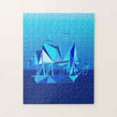 Moderne geometrische Clipper Ship, Cobalt Blue Legpuzzel (Verticaal)
