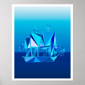 Moderne geometrische Clipper Ship, Cobalt Blue Poster (Voorkant)