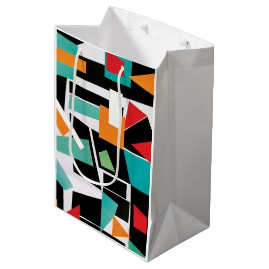 Moderne geometrische collage medium cadeauzakje (Voorkant Gekanteld)