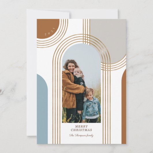 Moderne geometrische concentric Golden Arches 1 Fo Feestdagenkaart (Voorkant)