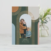 Moderne geometrische concentric Golden Arches 1 Fo Feestdagenkaart (Staand voorkant)