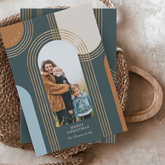 Moderne geometrische concentric Golden Arches 1 Fo Feestdagenkaart