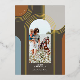 Moderne geometrische concentric Golden Arches 1 Fo Folie Feestdagenkaart