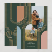 Moderne geometrische concentric Golden Arches 2 fo Feestdagenkaart (Voorkant / Achterkant)