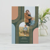 Moderne geometrische concentric Golden Arches 2 fo Feestdagenkaart (Staand voorkant)