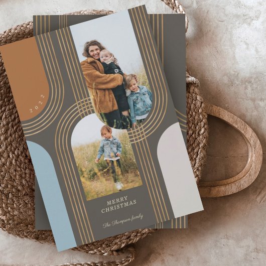 Moderne geometrische concentric Golden Arches 2 fo Feestdagenkaart