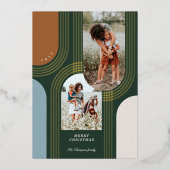 Moderne geometrische concentric Golden Arches 2 fo Folie Feestdagenkaart (Voorkant)