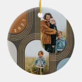 Moderne geometrische concentric Golden Arches 2 fo Keramisch Ornament (Achterkant)