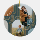 Moderne geometrische concentric Golden Arches 3 Fo Keramisch Ornament (Achterkant)