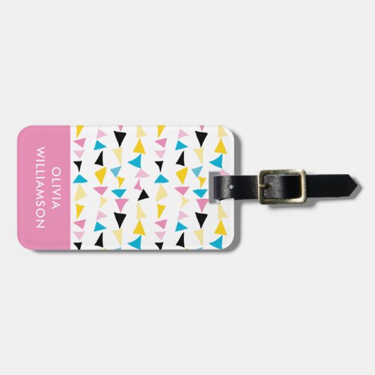 Moderne geometrische confetti naam bagagelabel (Voorkant horizontaal)