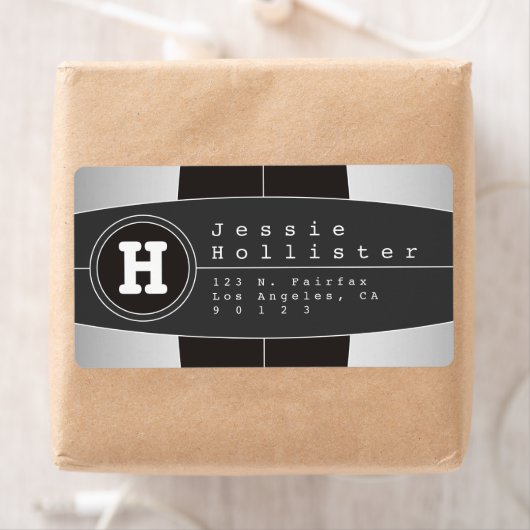 Moderne geometrische designretouradres etiket (Insitu)