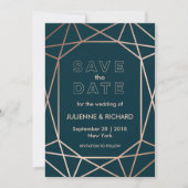 Moderne Geometrische Diamant Bruiloft Bewaar de Da Save The Date (Voorkant)