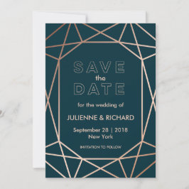 Moderne Geometrische Diamant Bruiloft Bewaar de Da Save The Date