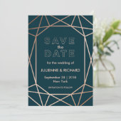 Moderne Geometrische Diamant Bruiloft Bewaar de Da Save The Date (Staand voorkant)