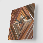 Moderne Geometrische Diamant Hout Achtergrond Vierkante Klok (Hoek)