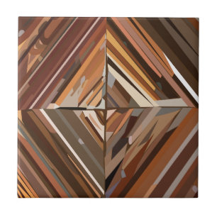 Moderne Geometrische Diamant Houten Achtergrondpat Tegeltje